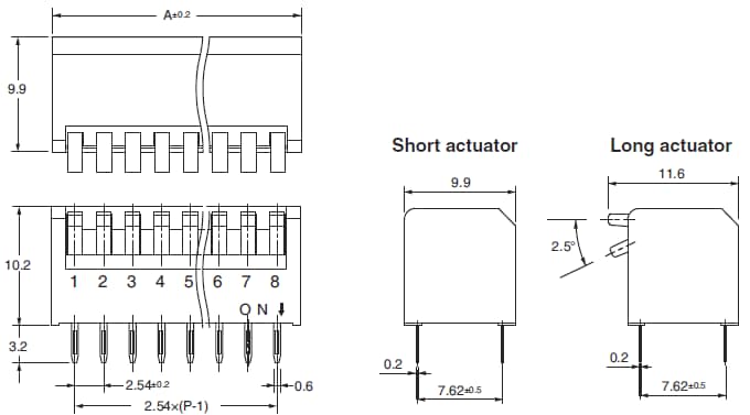 Omron Electronics A6FR-Baureihe Piano-DIP-Schalter